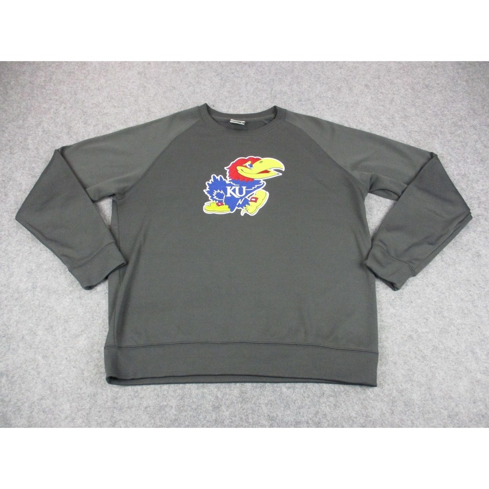 Kansas Jayhawks Sweatshirt Mens Extra Large Gray Blue NCAA College Basketball